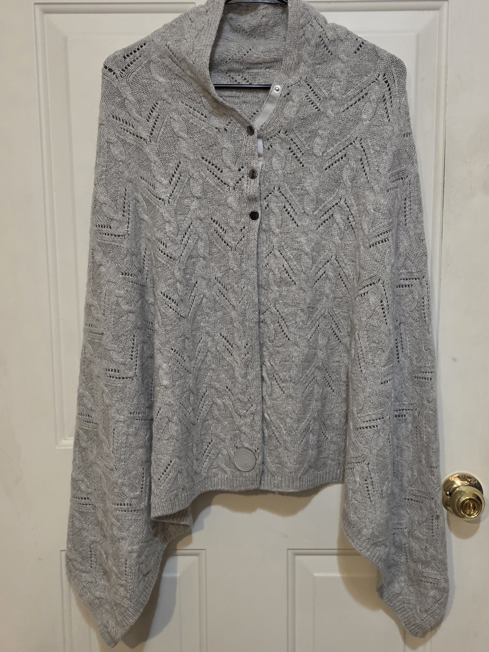 Seraphine Nylah Light Gray Knit Button Front Nurshing Shawl / Poncho